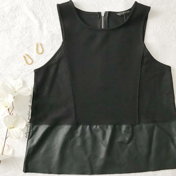 Banana Republic Tops - Banana Republic Black Faux Leather Trim Tank